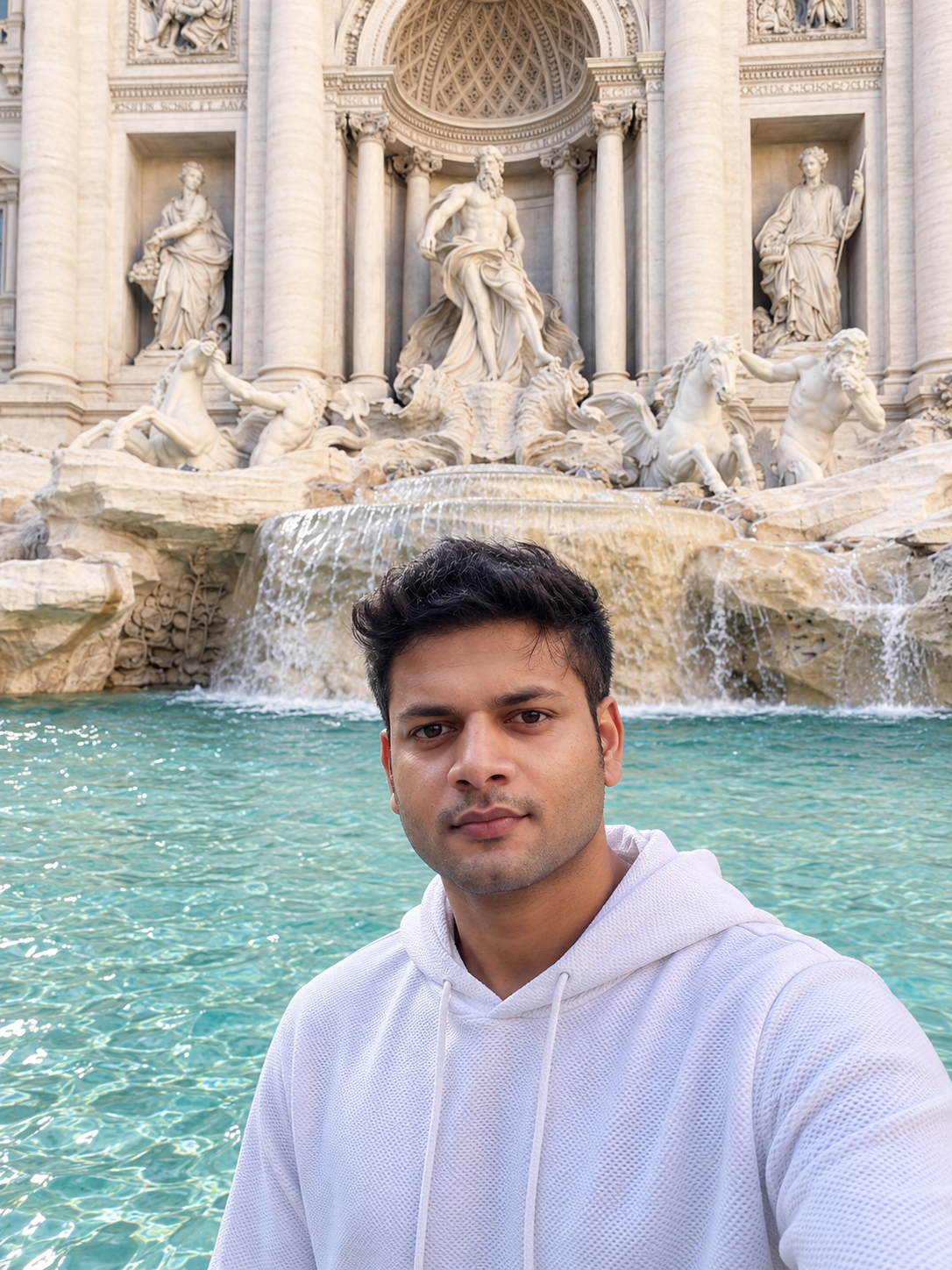 Pankaj at the Trevi Fountain in Rome